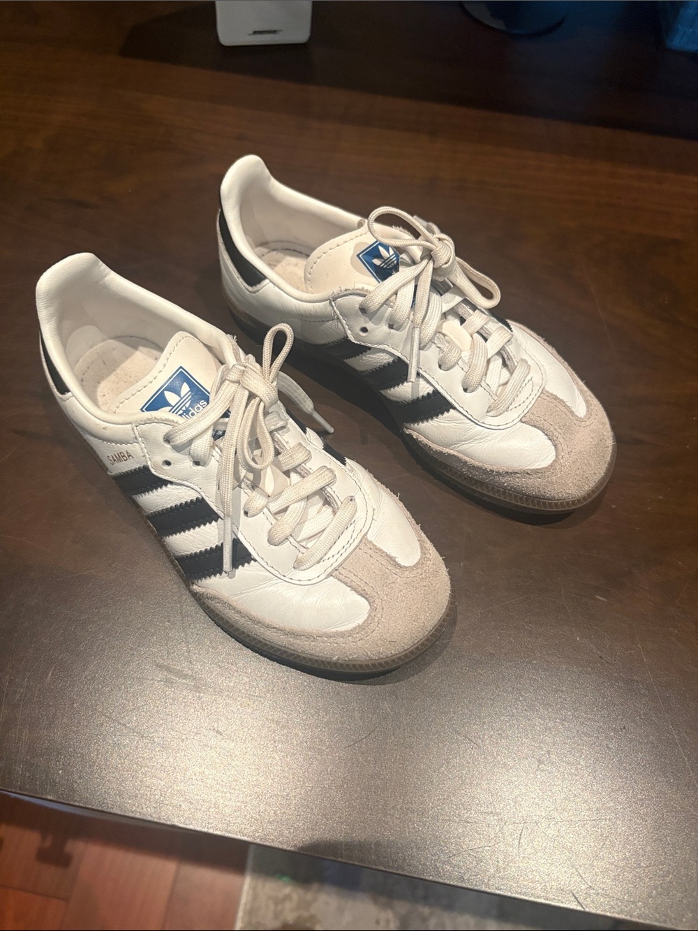 Kids Sambas adidas White and Black Classic Low-Top Sneakers